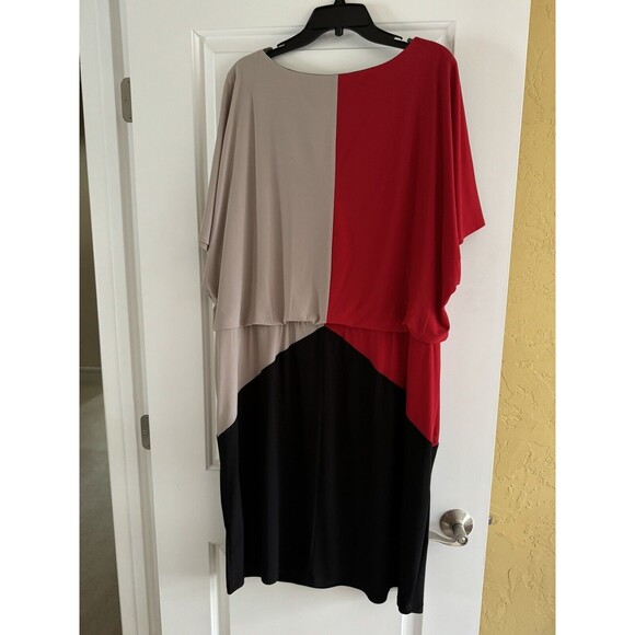 Dress Barn Dress Women’s Plus Size 22 V-Neck Color Block Elastic Waist - Picture 4 of 6